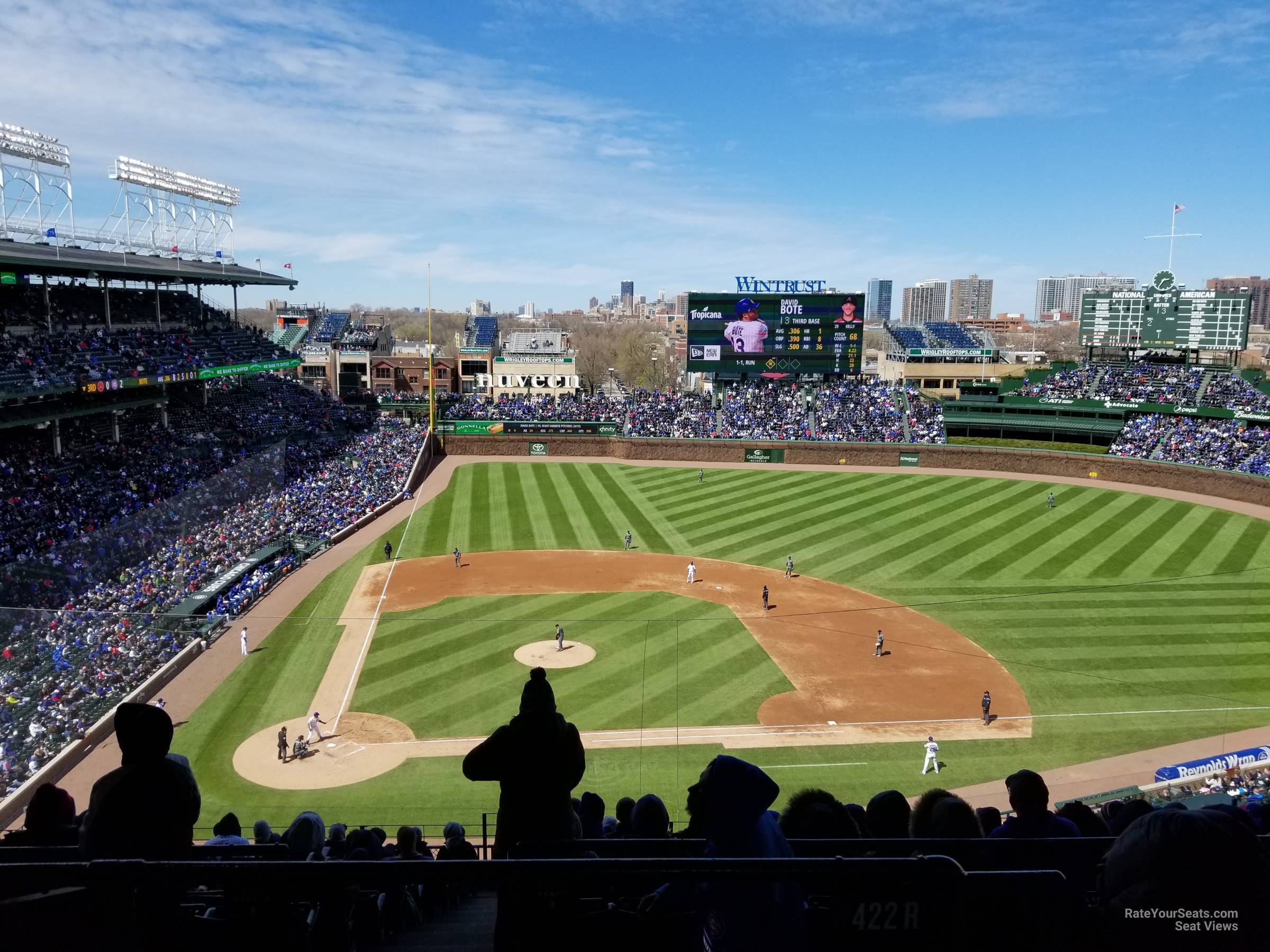 section 422, row 3 seat view  for baseball - wrigley field