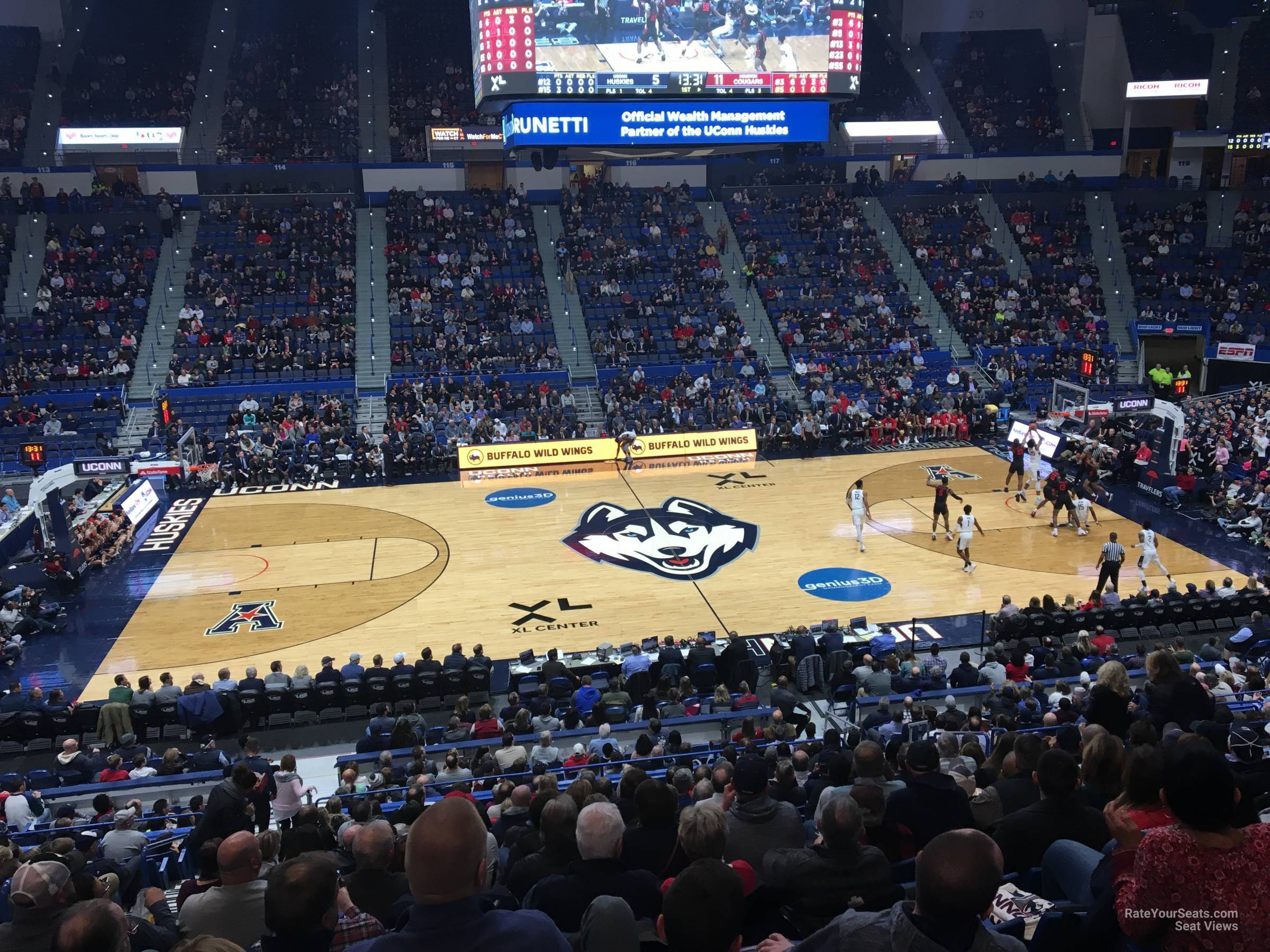 section 104, row r seat view  for basketball - xl center