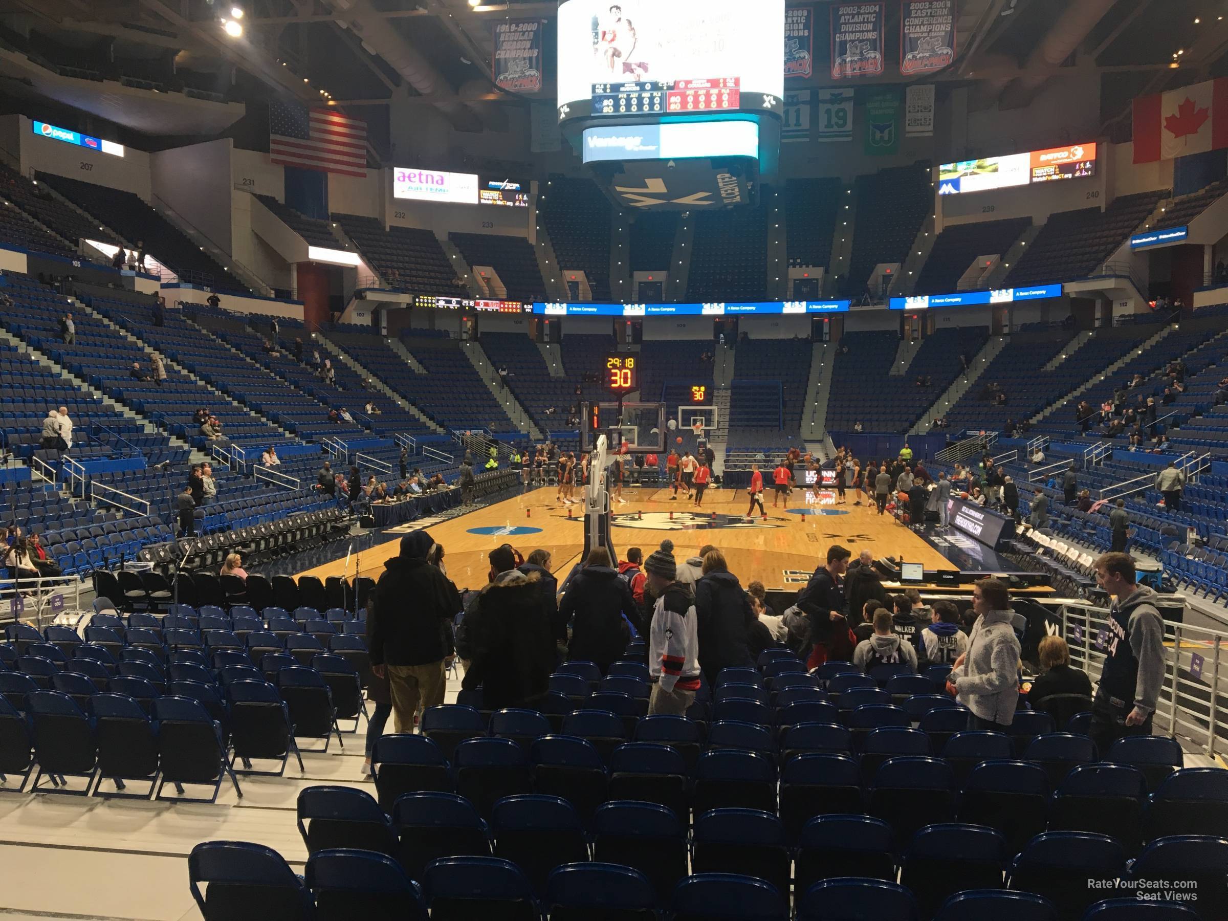 section 121, row b seat view  for basketball - peoplesbank arena
