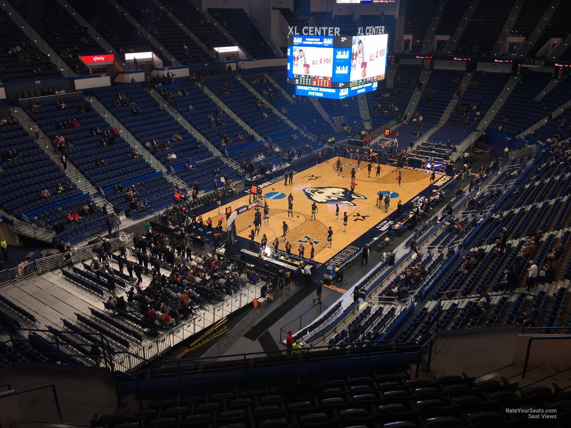 section 221, row j seat view  for basketball - peoplesbank arena