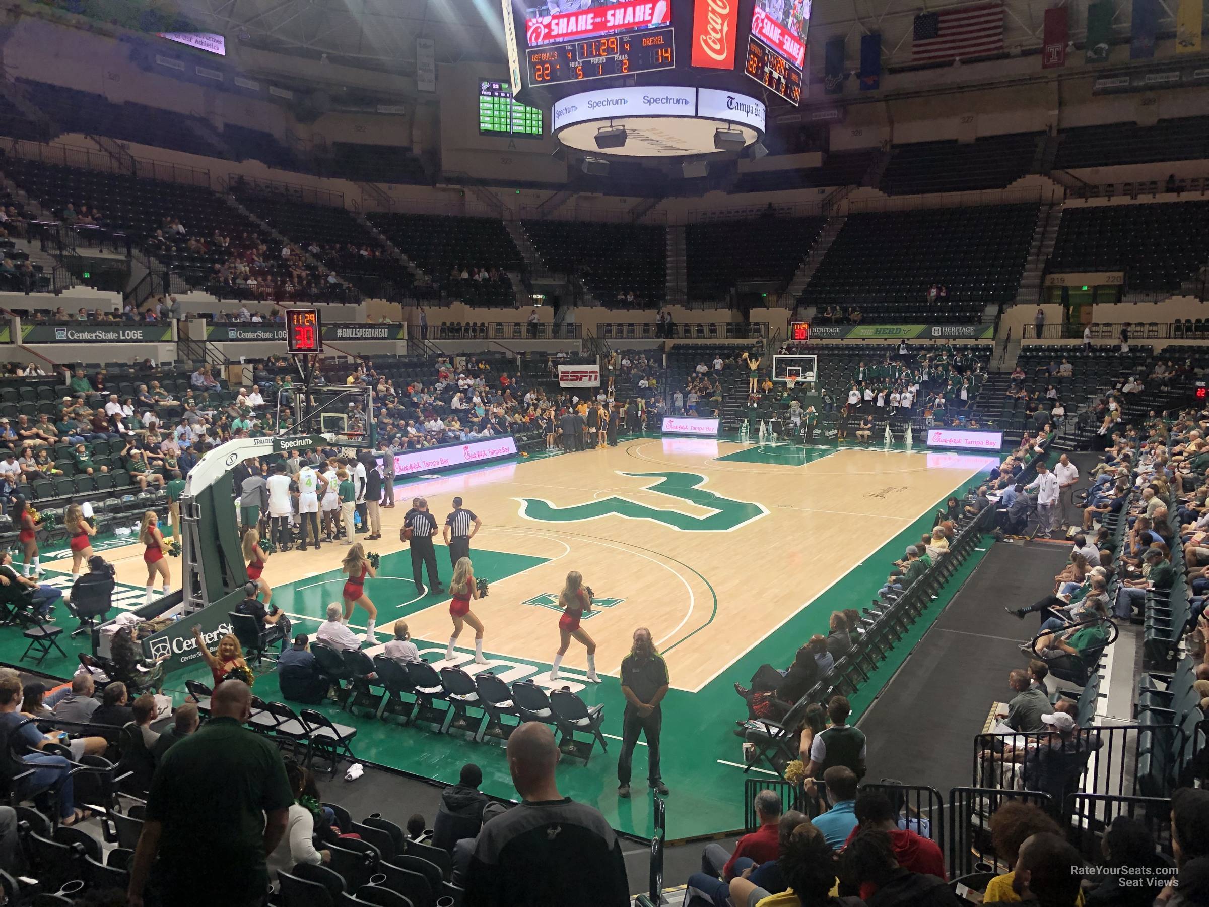 section 106, row i seat view  for basketball - yuengling center