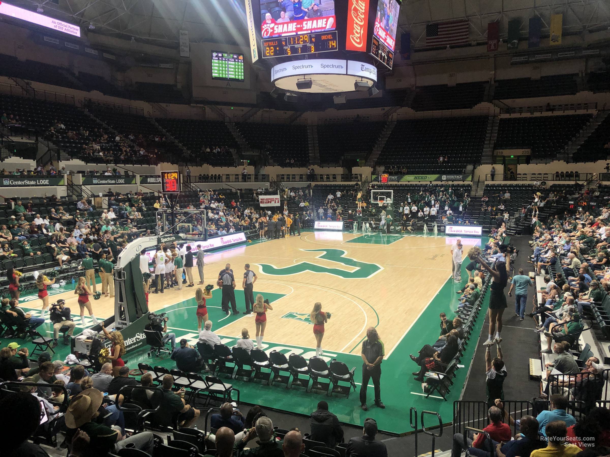 section 107, row j seat view  for basketball - yuengling center