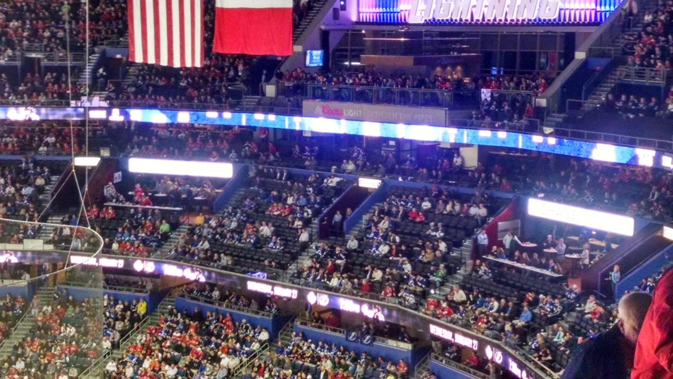 Amalie Arena's fixed stadium seating manufactured by Irwin Seating