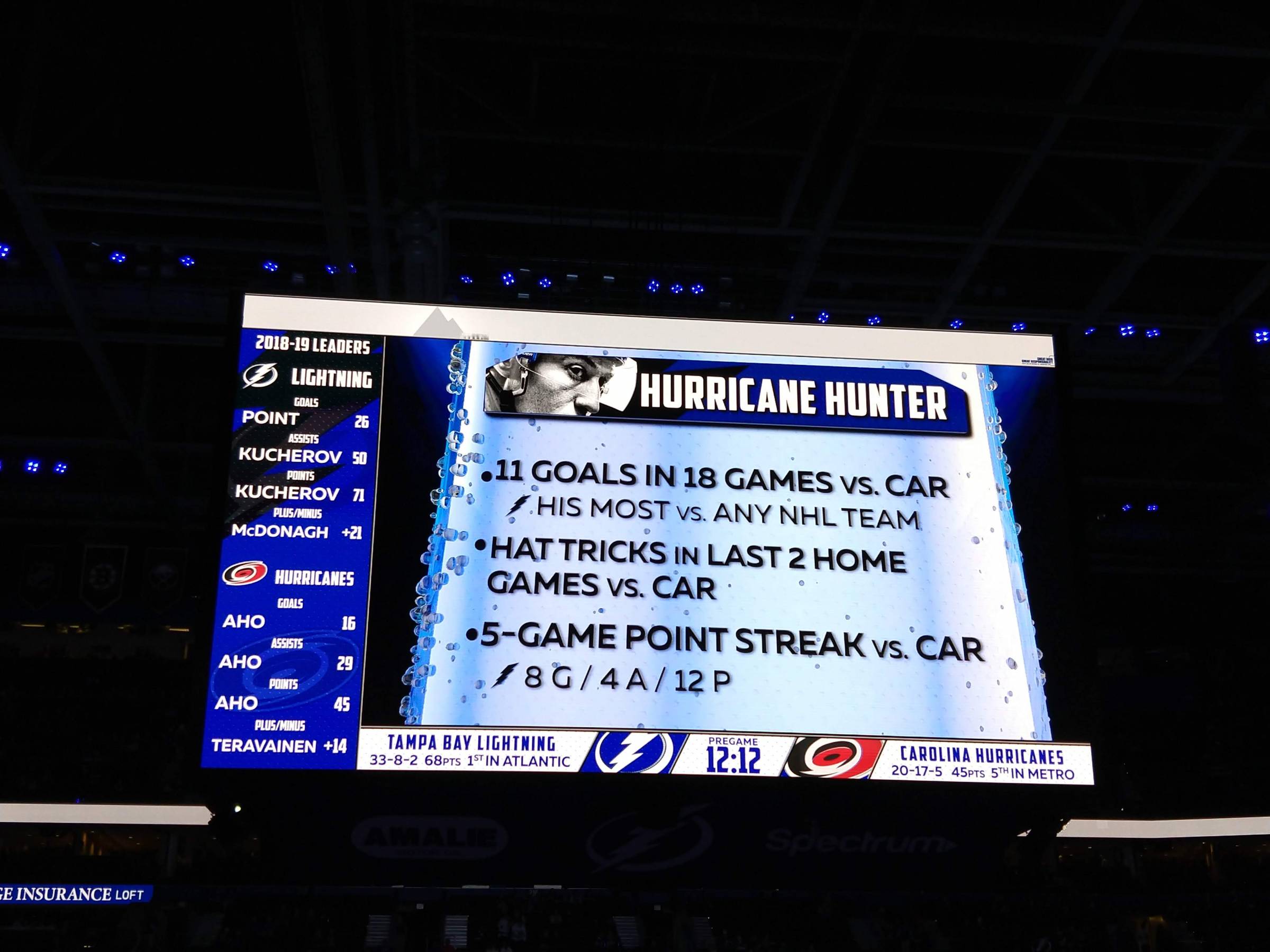 Jumbo-tron at Amalie Arena