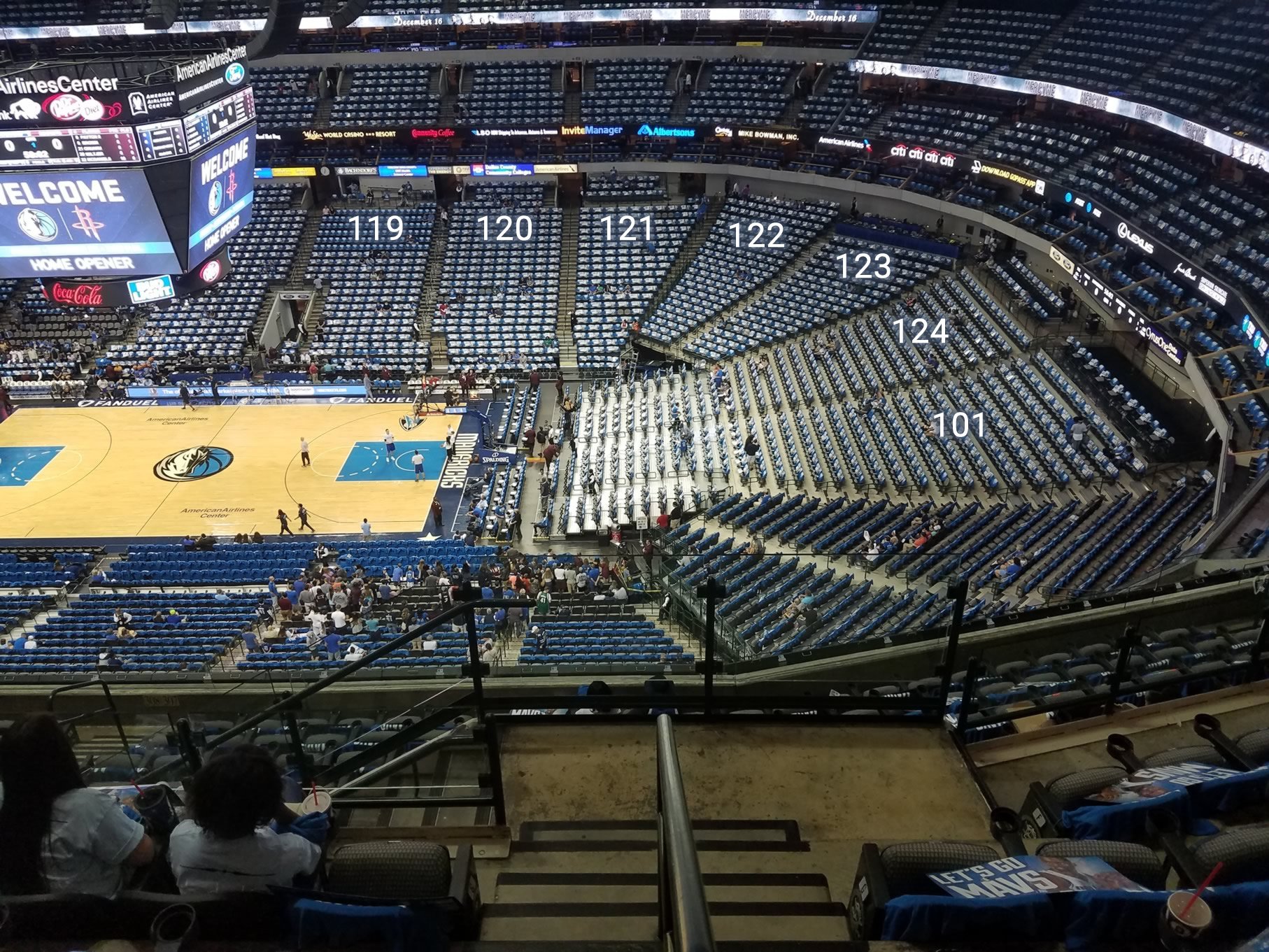 100 level seats american airlines center