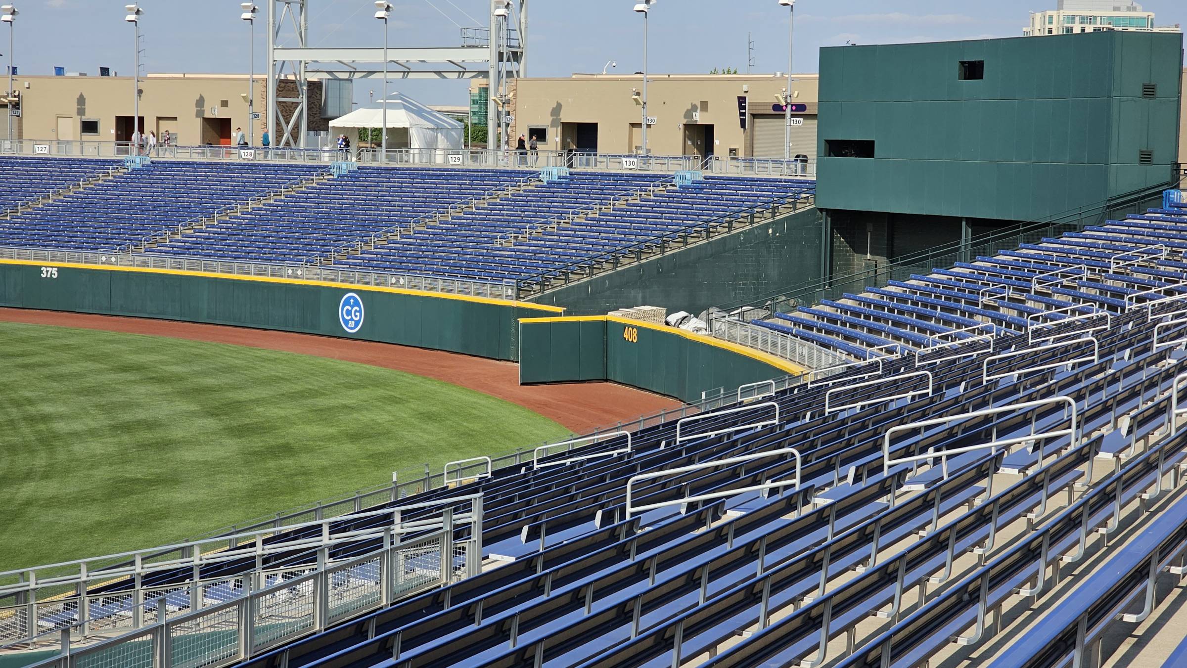 Outfield bleacher seating at Charles Schwab Field