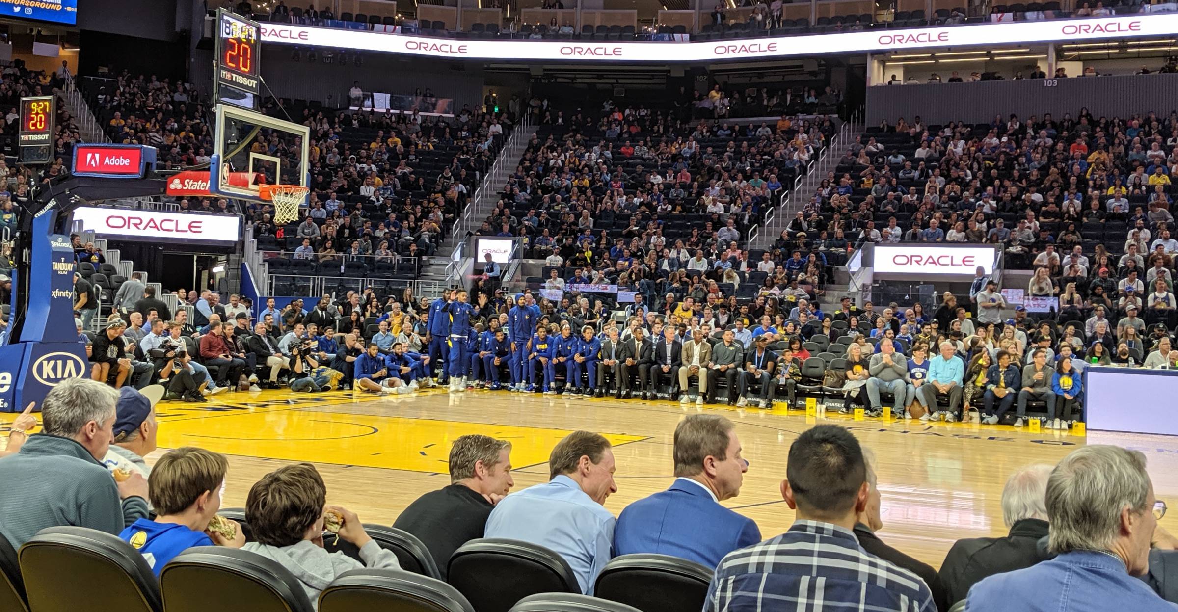 warriors bench at chase center