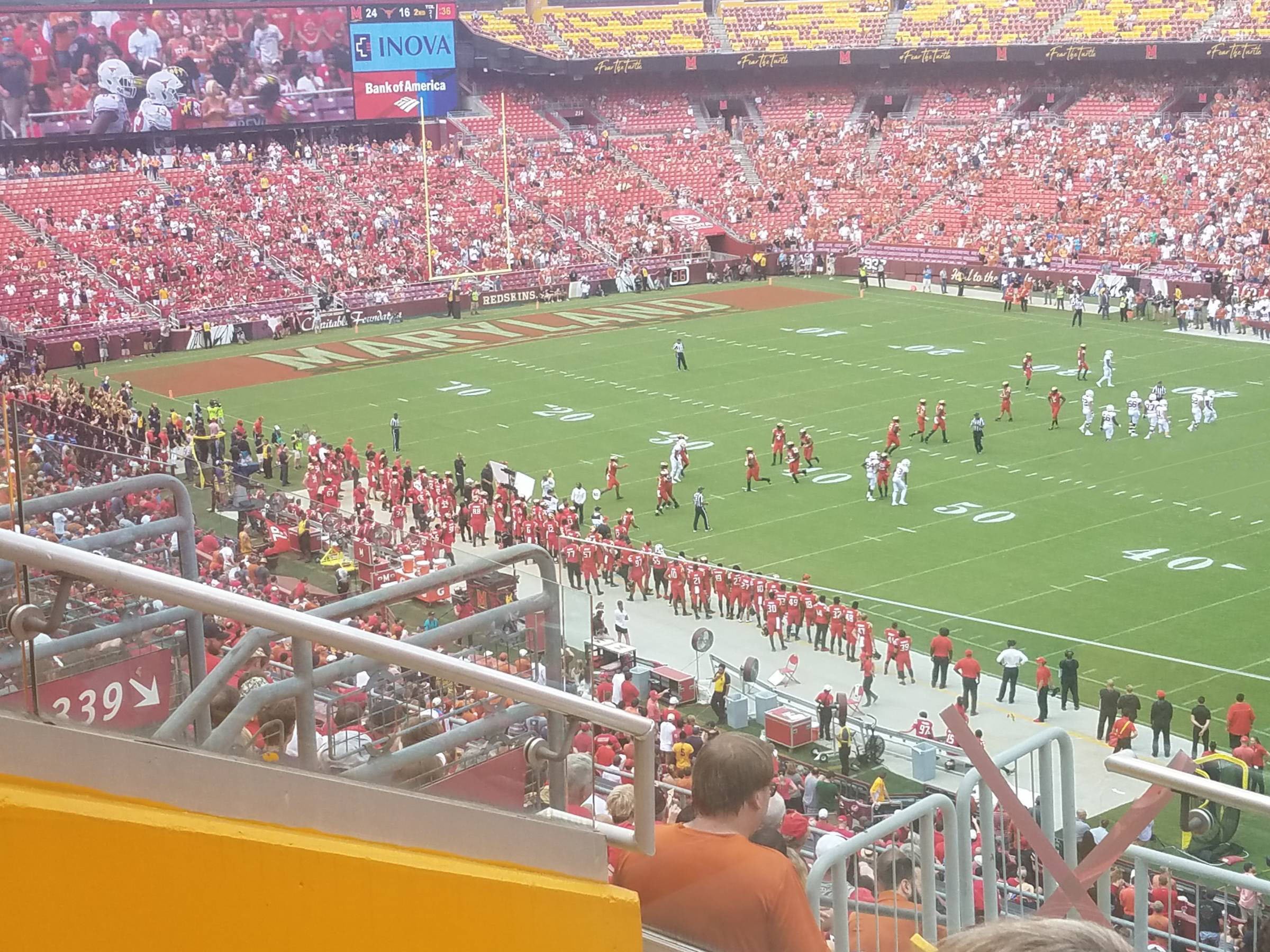 fedex field home sideline