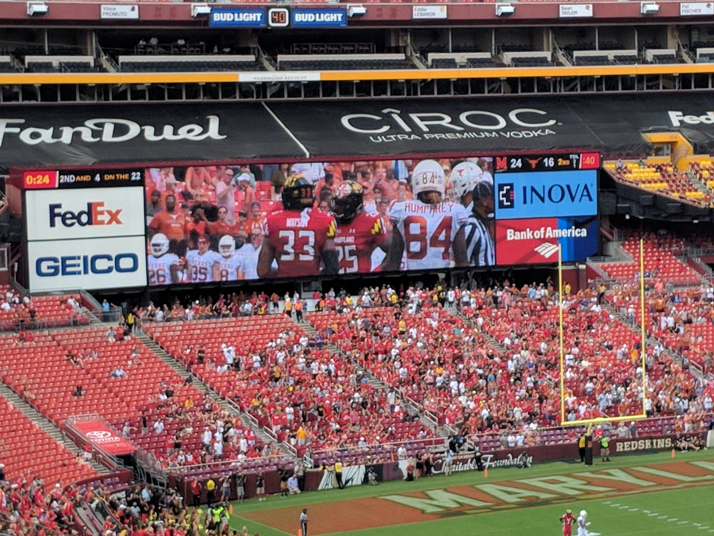 behind the endzone at FedEx Field