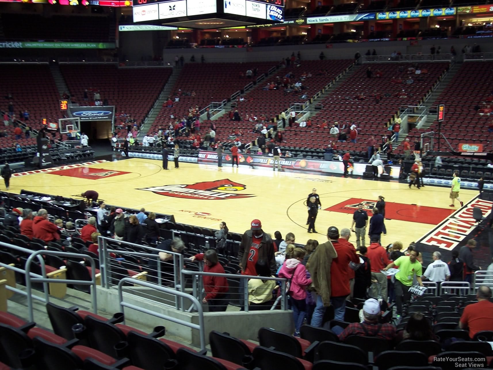 section 104, row v seat view  for basketball - kfc yum! center