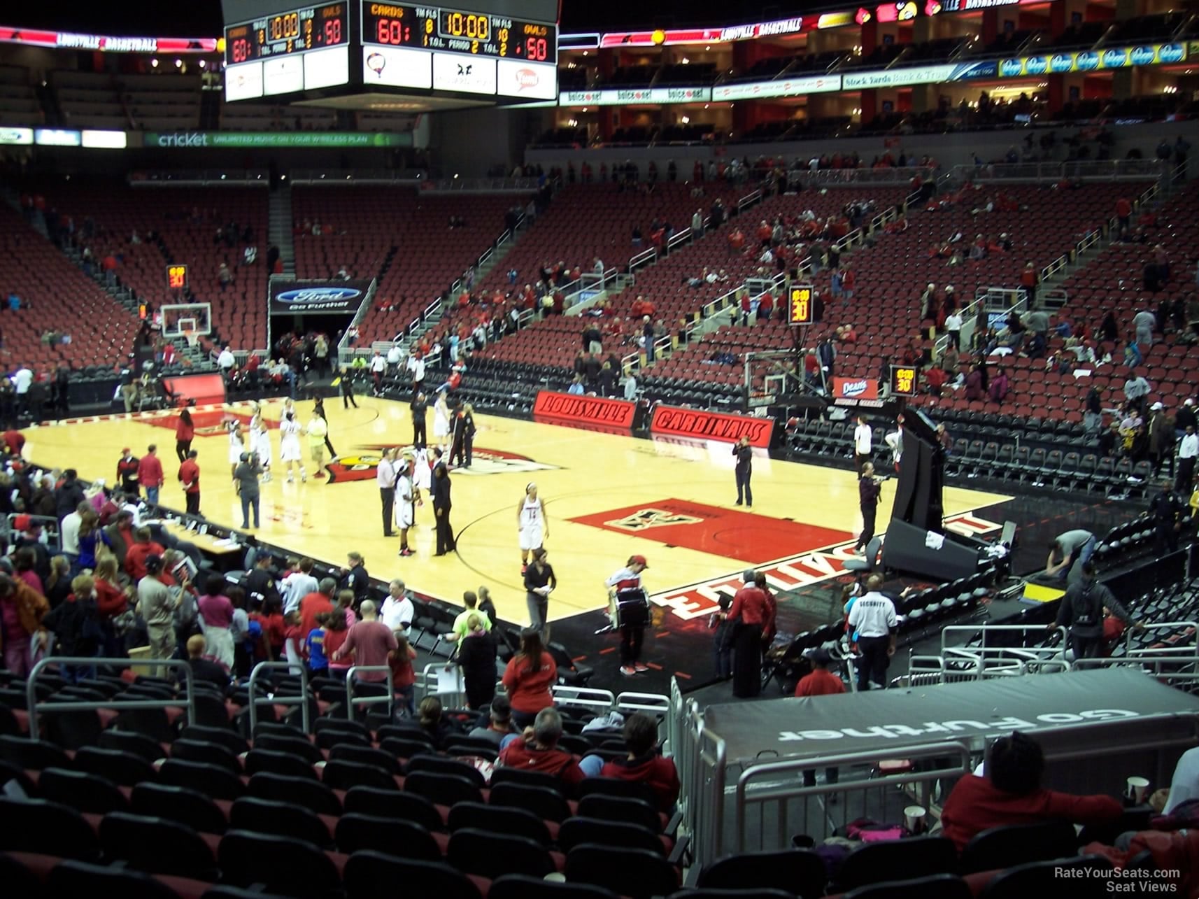 section 113, row v seat view  for basketball - kfc yum! center