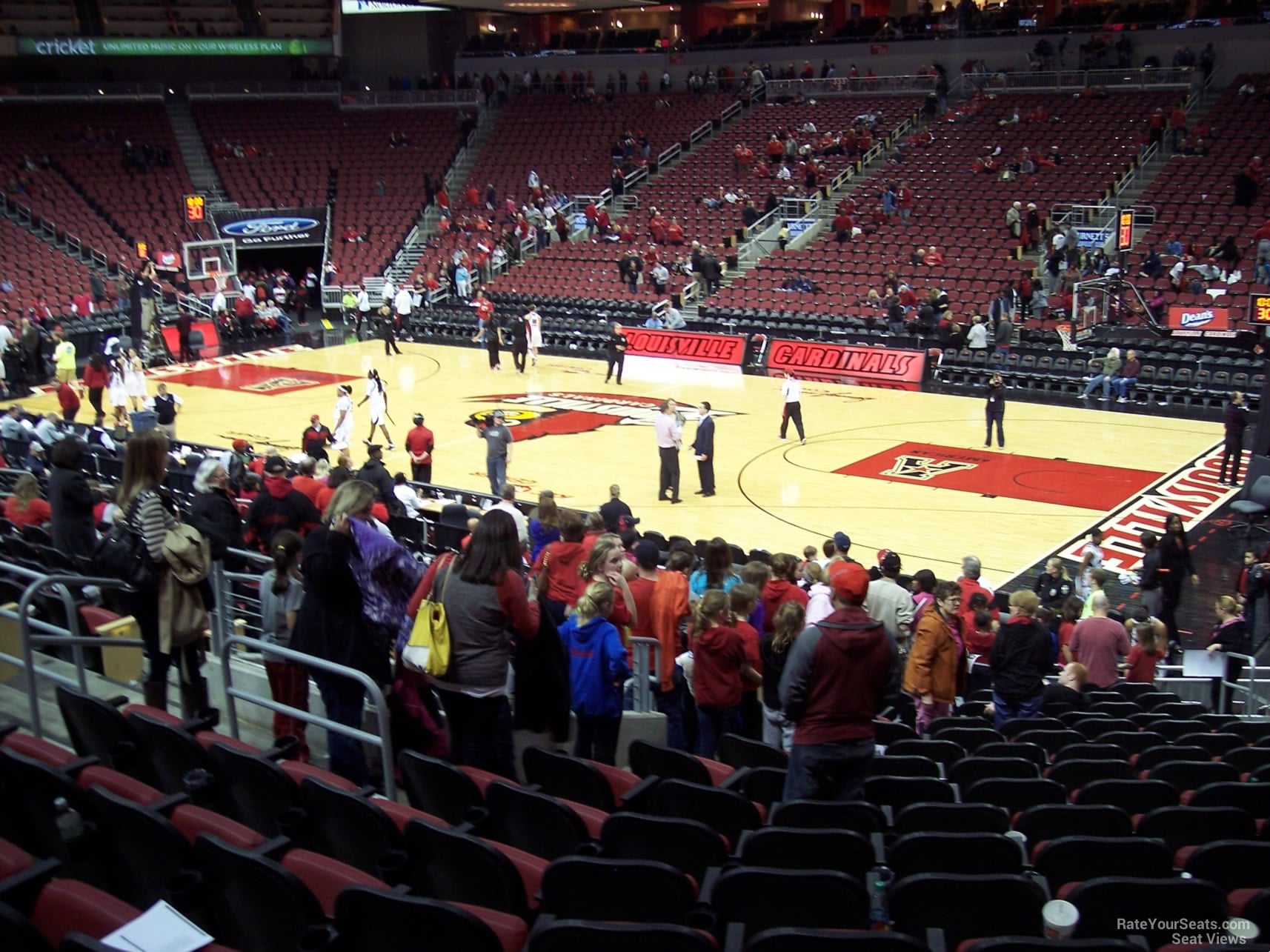 section 114, row v seat view for basketball - kfc yum! center
