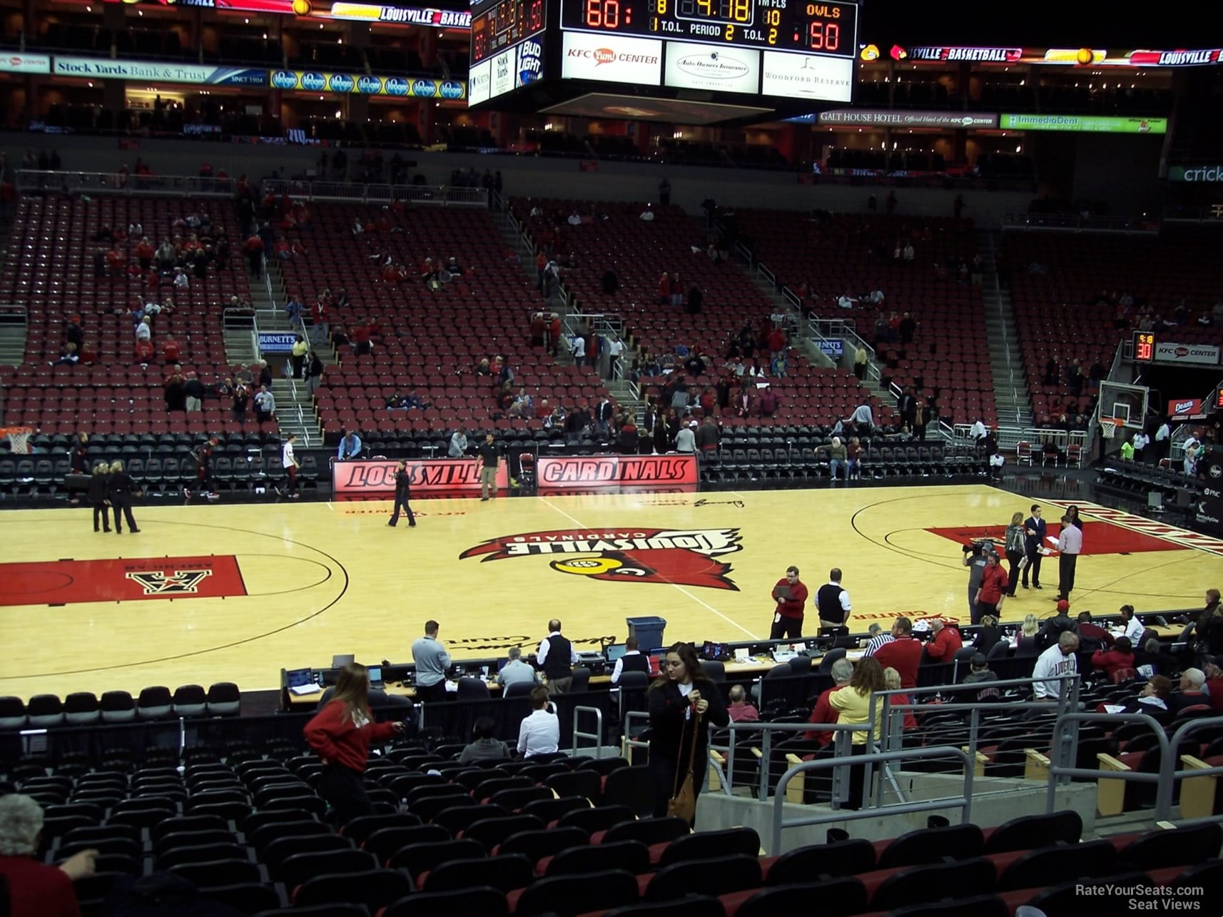 section 117, row v seat view for basketball - kfc yum! center