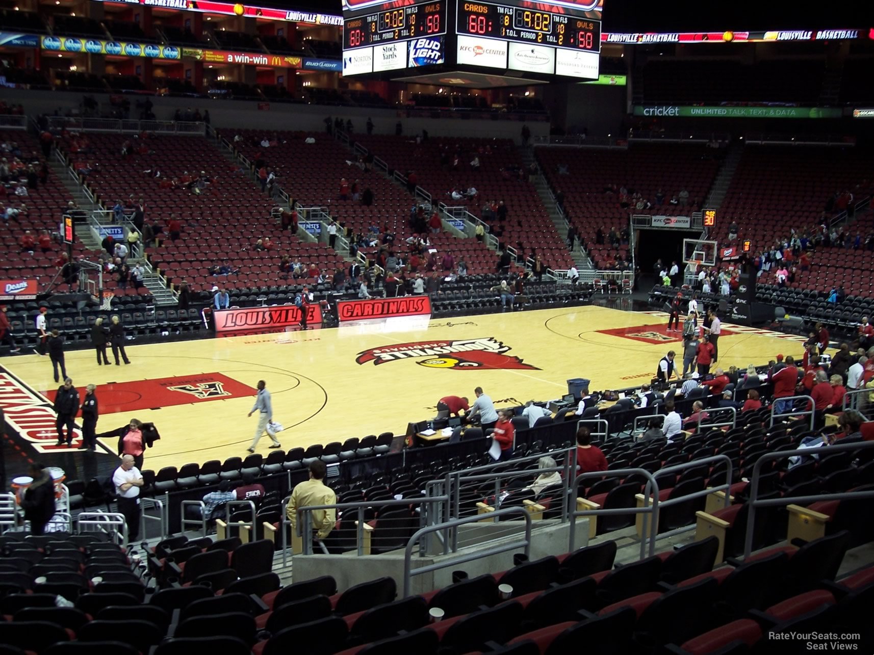 section 118, row v seat view  for basketball - kfc yum! center
