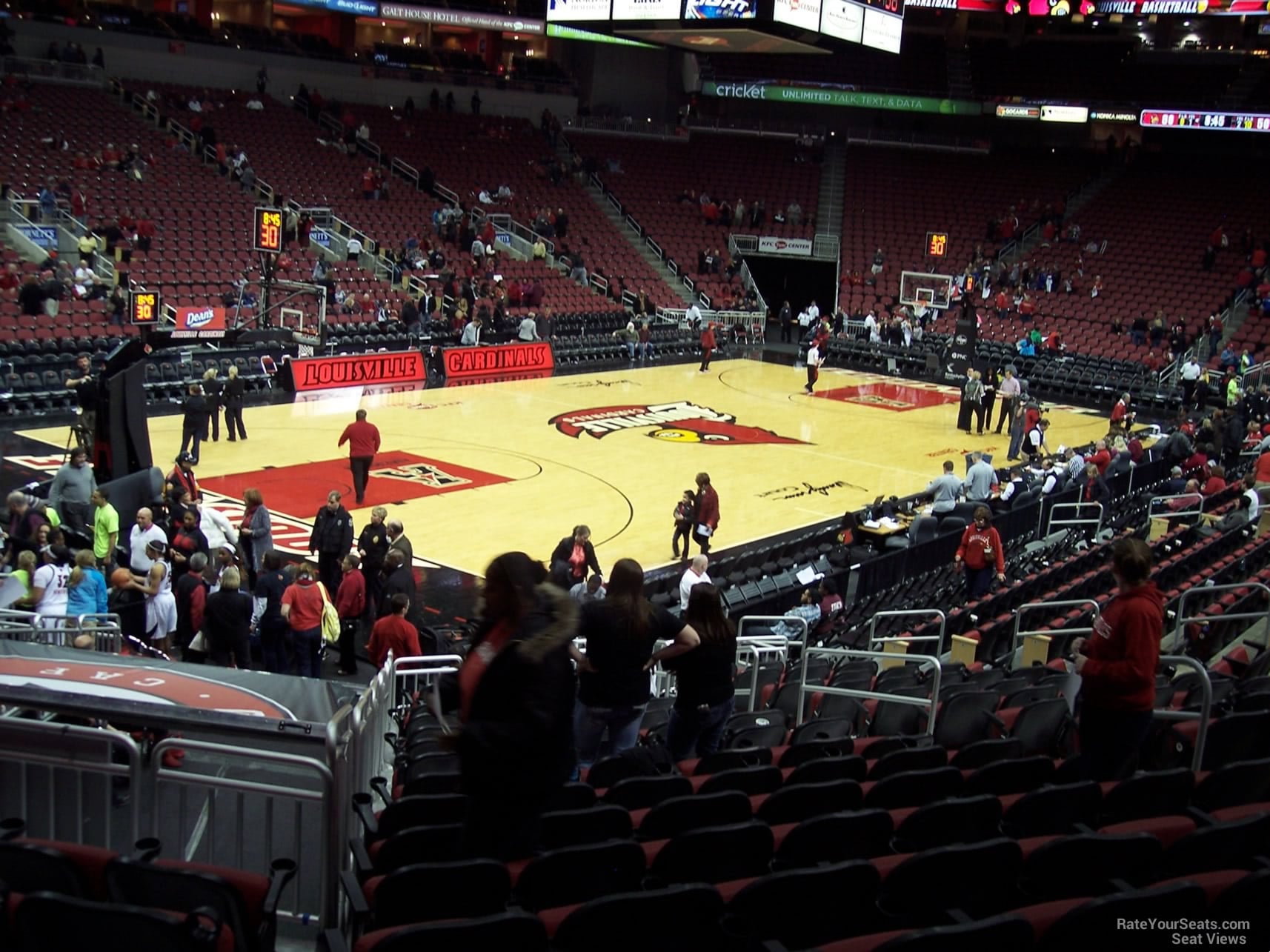 section 119, row v seat view for basketball - kfc yum! center