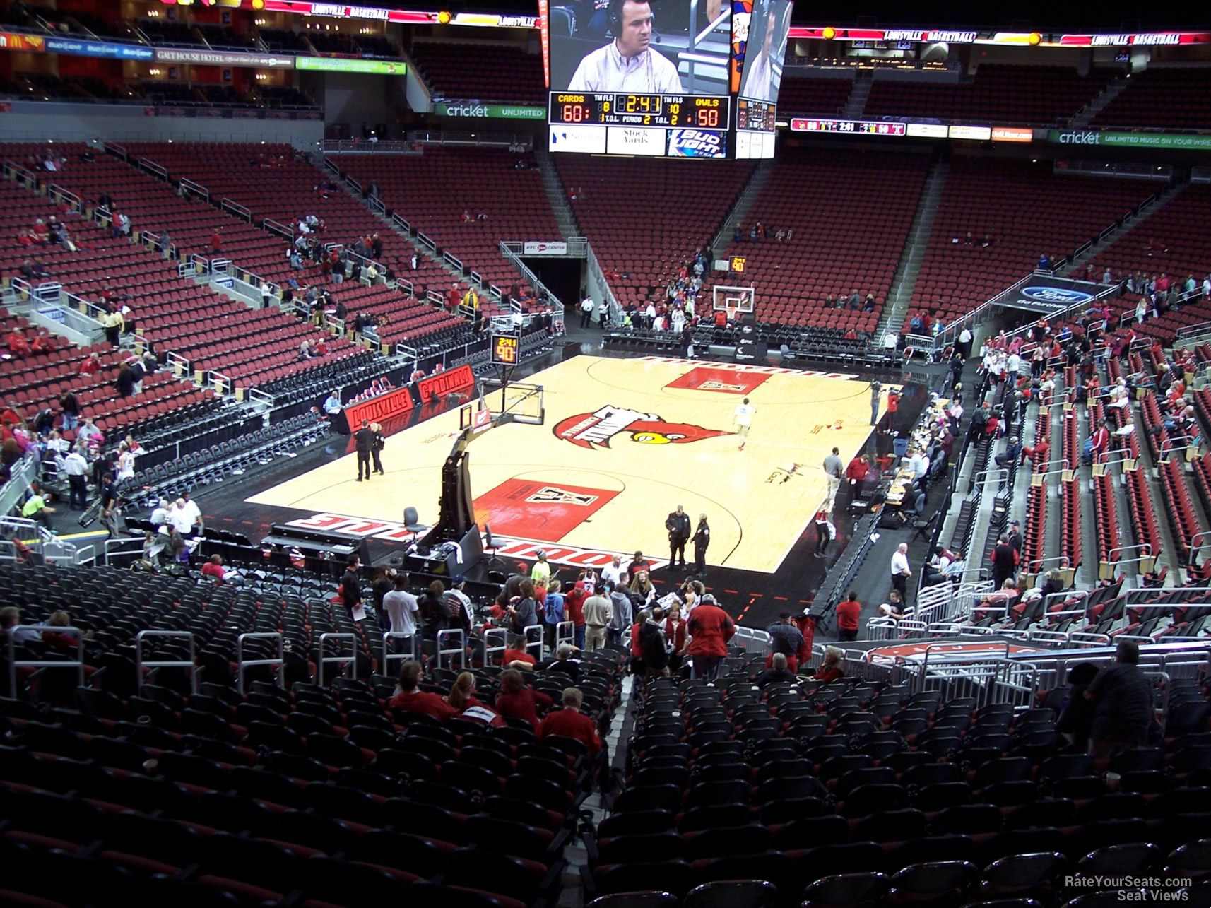 section 120, row ee seat view  for basketball - kfc yum! center