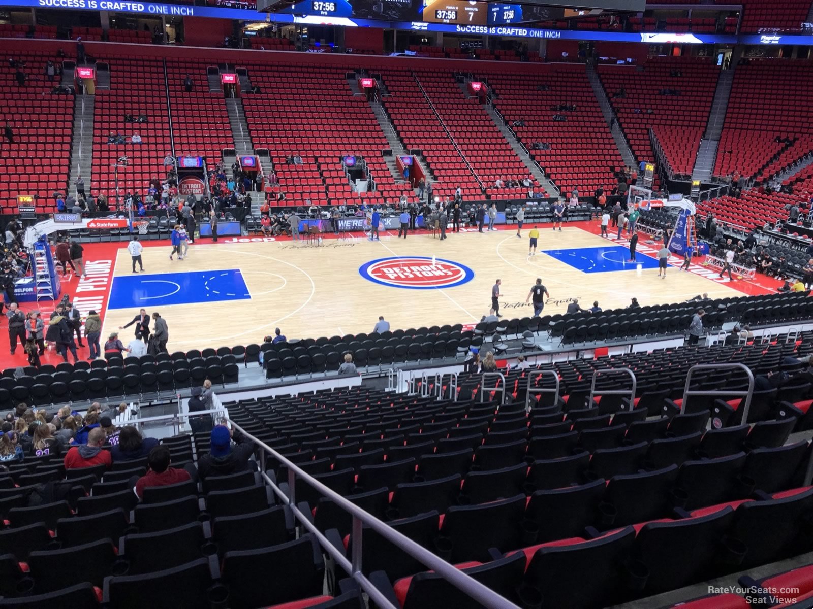section 111, row 23 seat view  for basketball - little caesars arena
