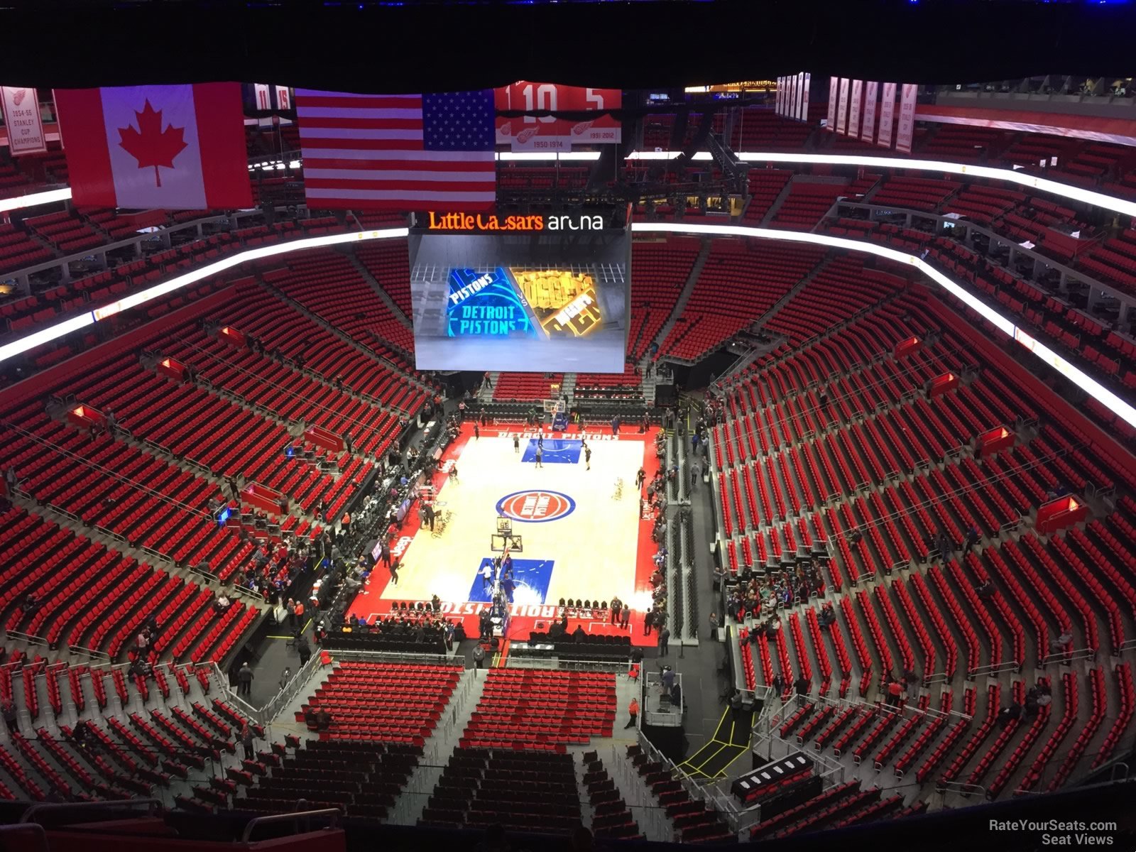 Little Caesars Arena, section 218, home of Detroit Pistons