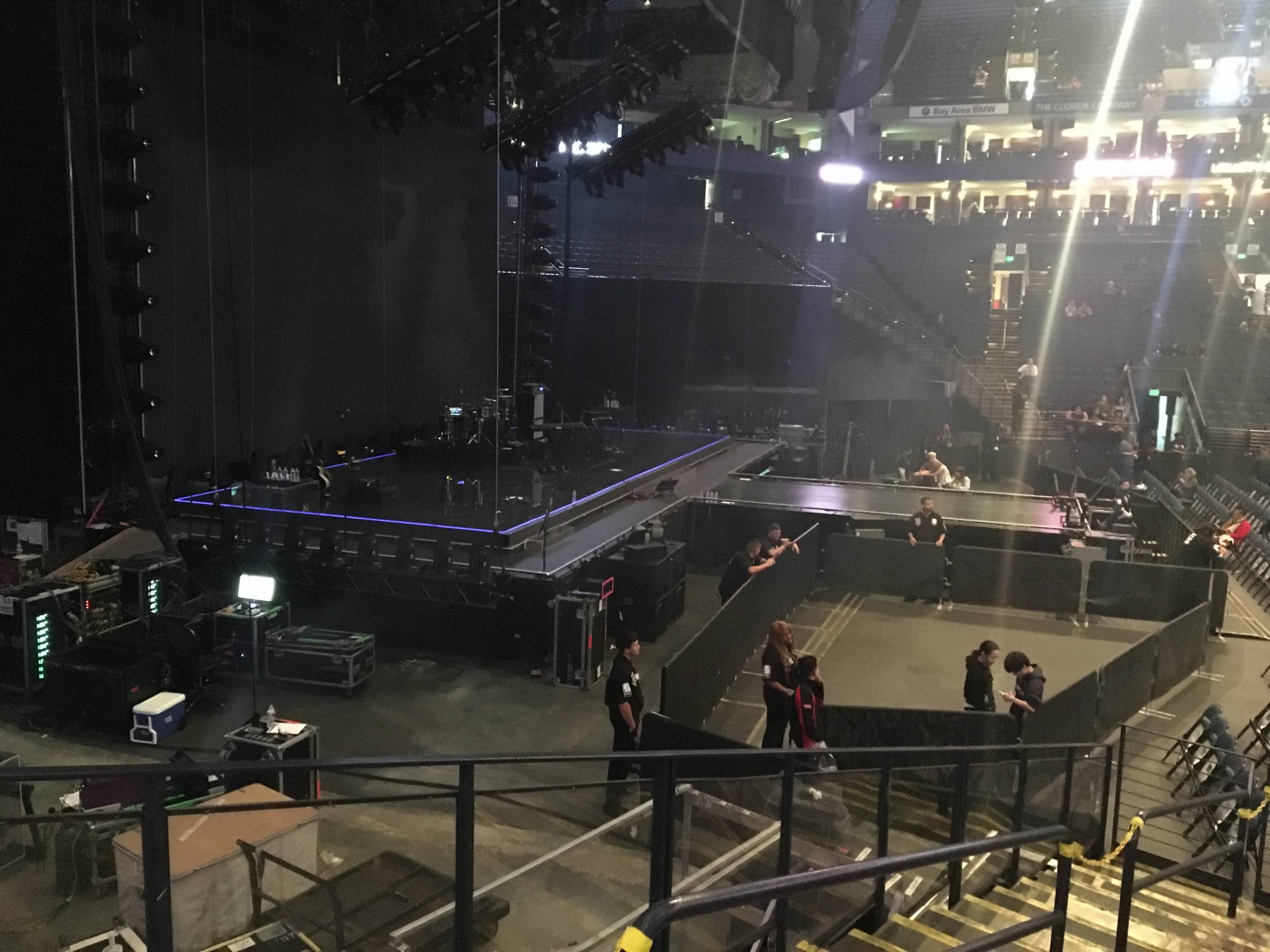 View of stage setup at Oakland Arena