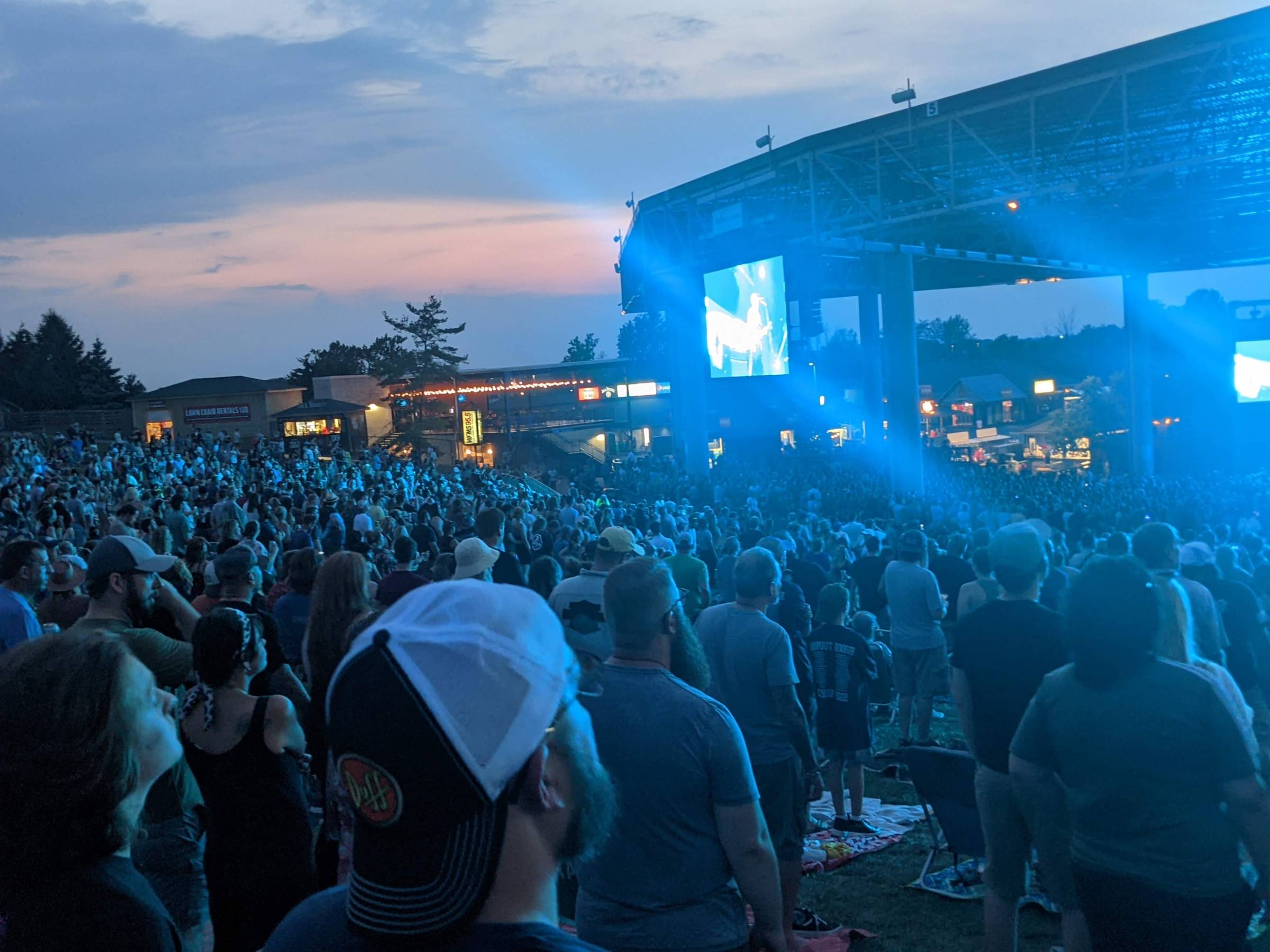 video screens on the lawn