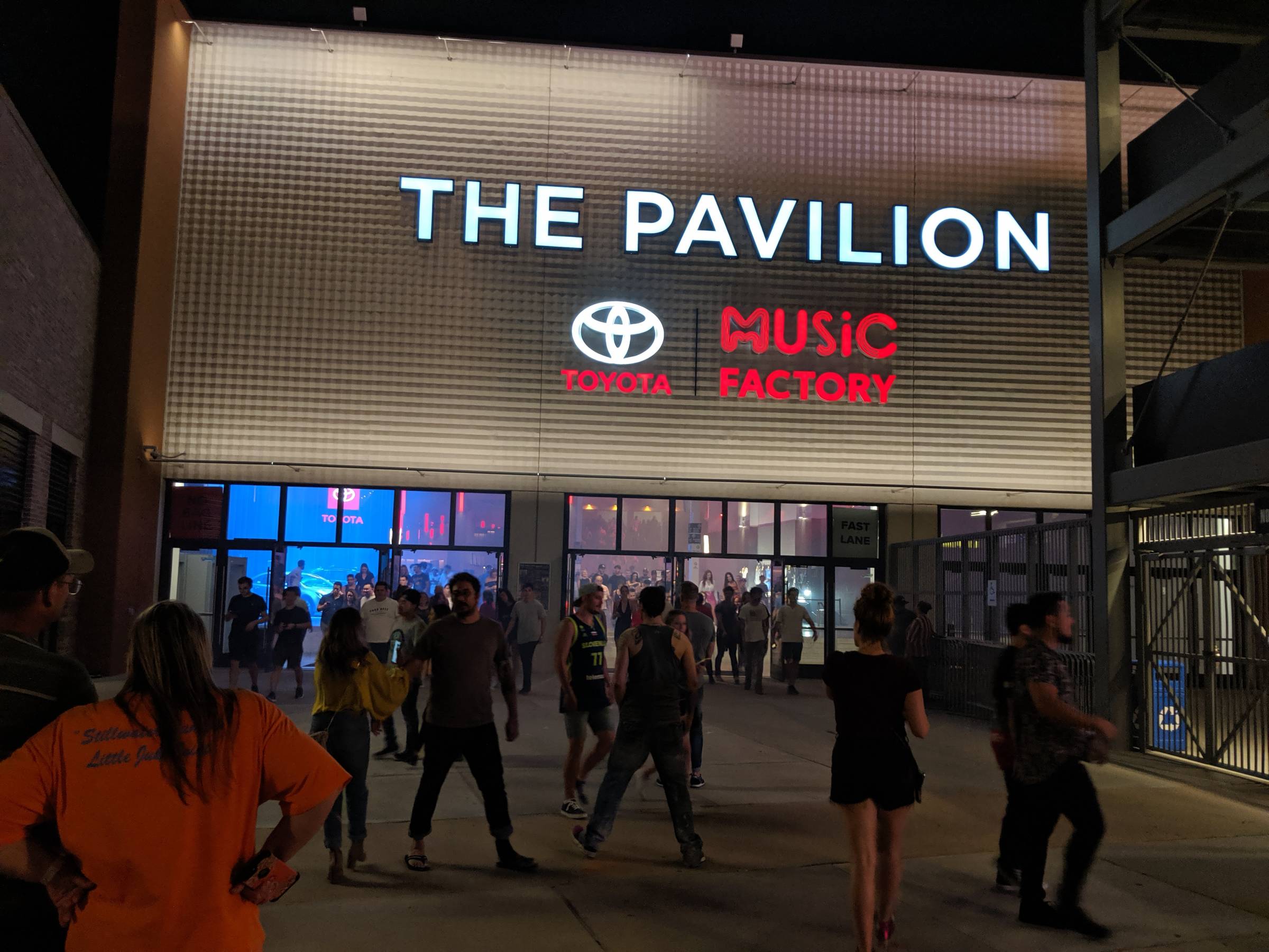 outside the pavilion at toyota music factory