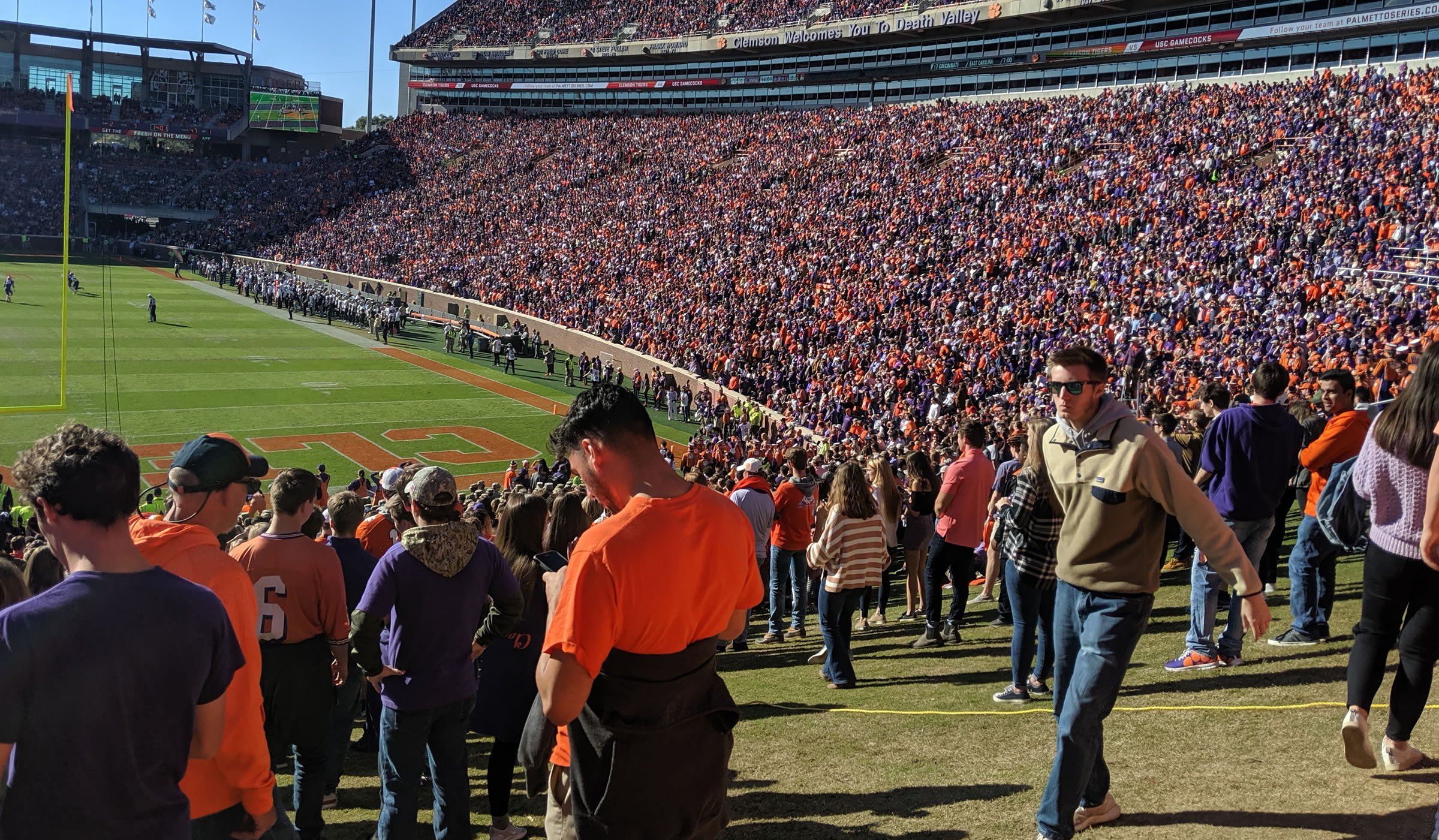 view from hill at clemson memorial stadium