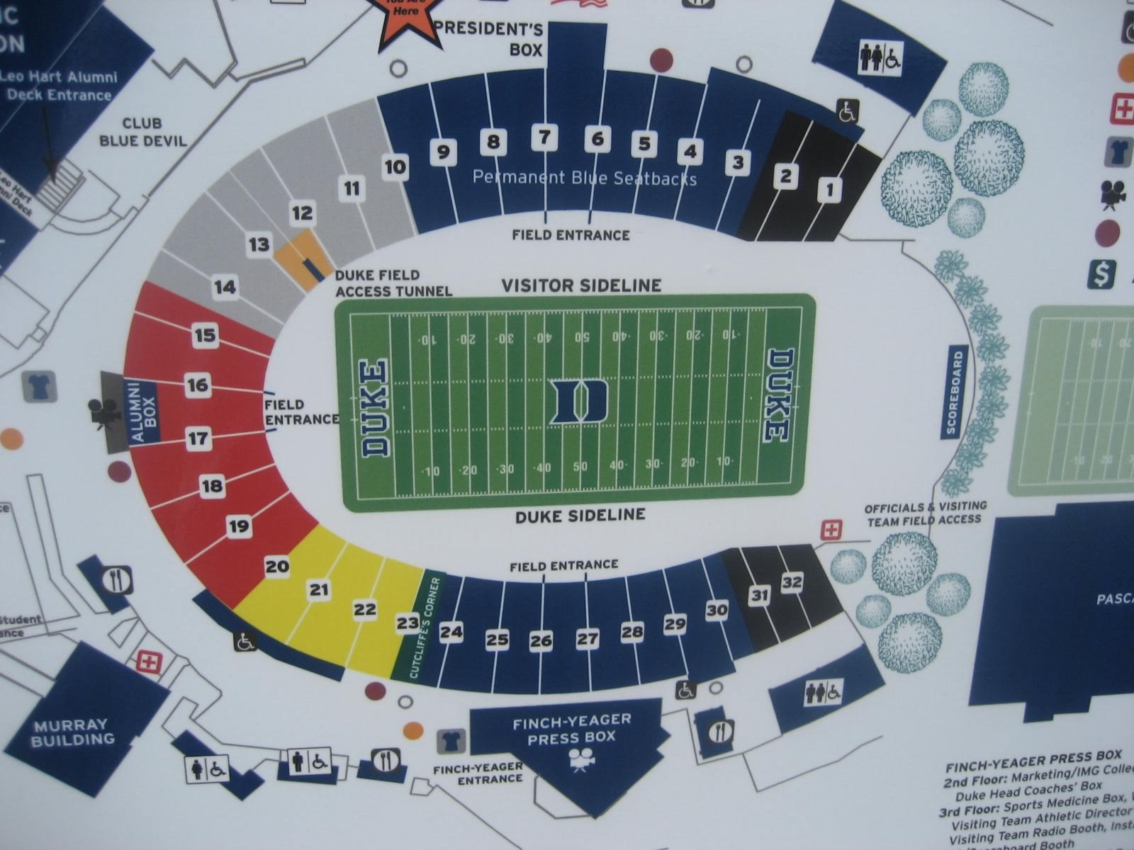 Wallace Wade Stadium Seating Chart Detailed